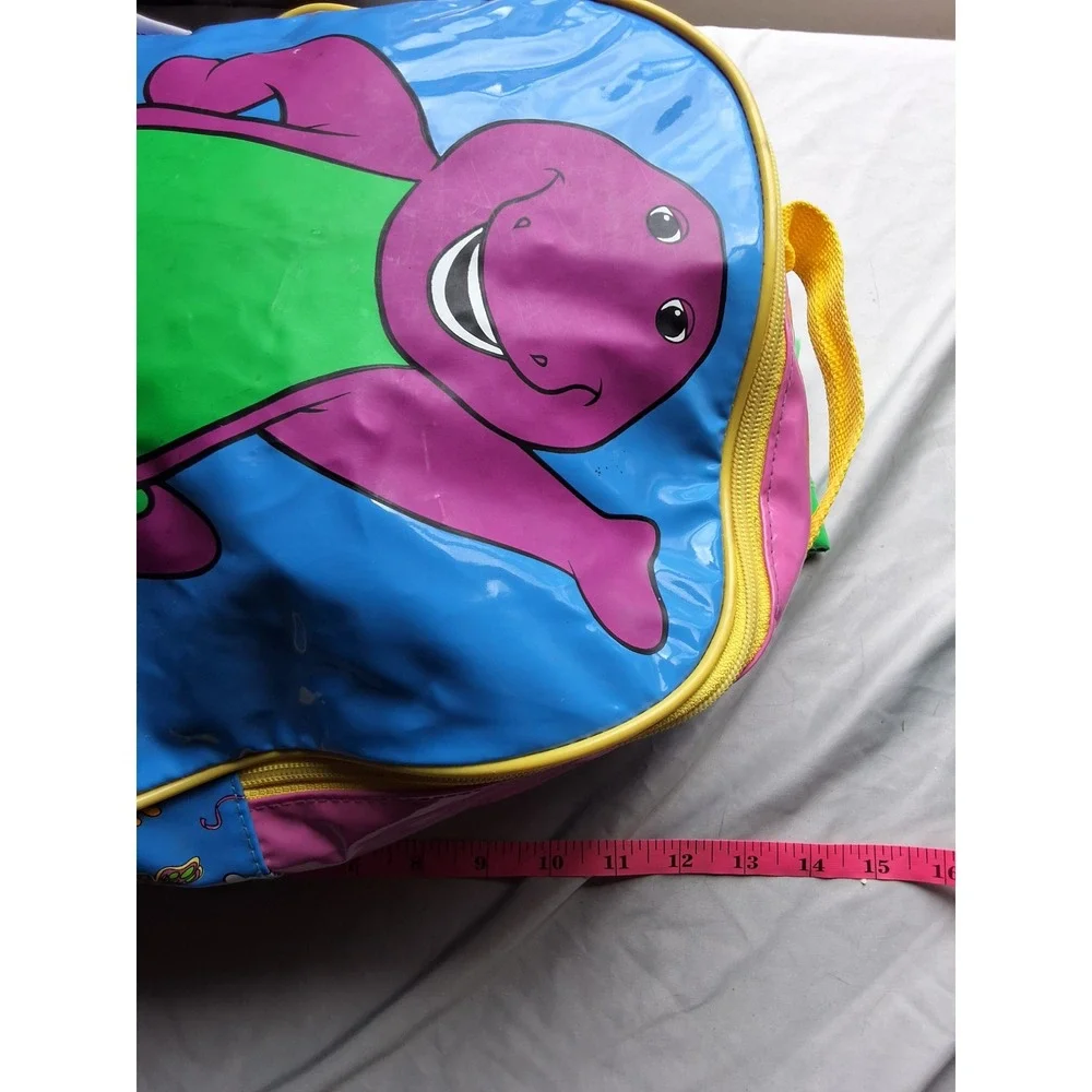 Vintage 1998 Barney the Dinosaur Kids Vinyl Backpack Blue Yellow 90s Retro
